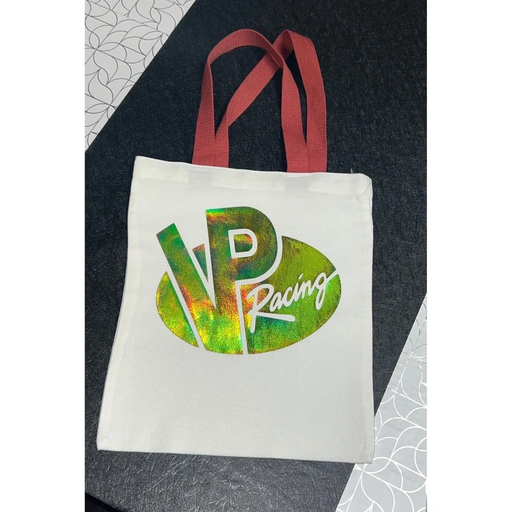 VP Racing Canvas Tote Bag White Brick Red Iridescent Logo Graphic Racing Fuel
